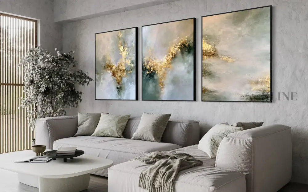 Golden Mystery Triptych - Hand Painting