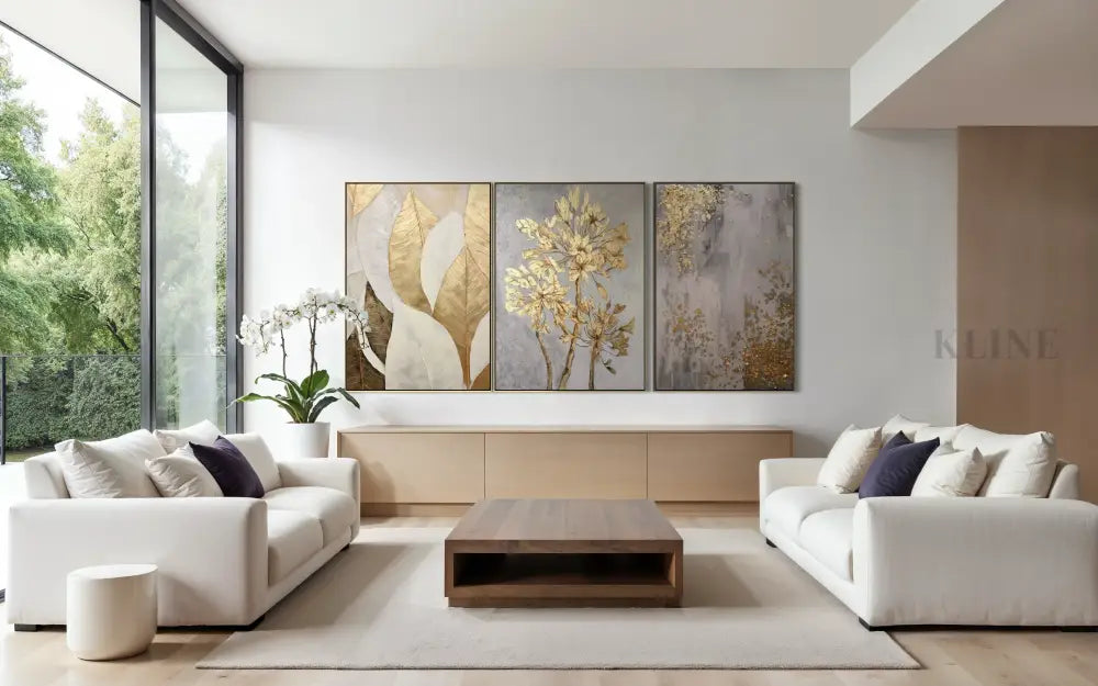Golden Scatter Set Triptych - Hand Painting