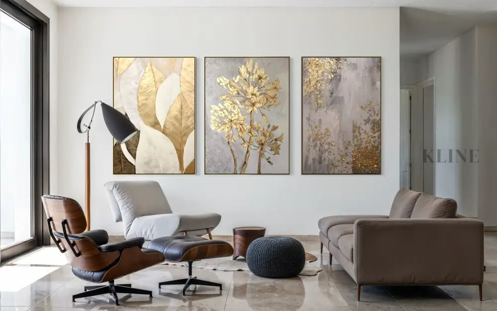Golden Scatter Set Triptych - Hand Painting
