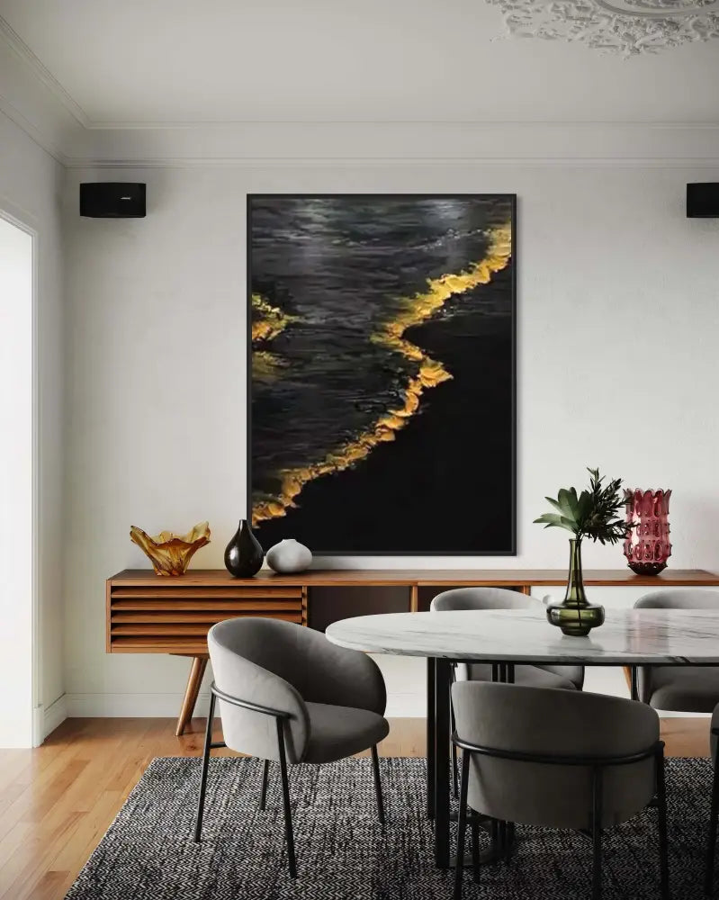 Golden Waves - Hand Painting