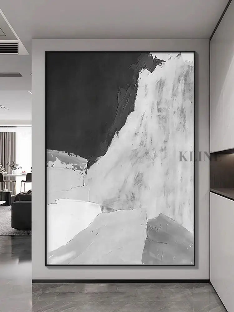 Gray and White Abstract - Hand Painting