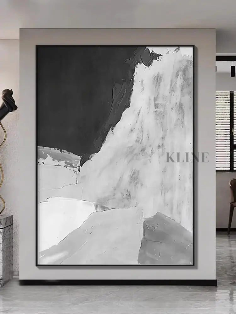 Gray and White Abstract - Hand Painting