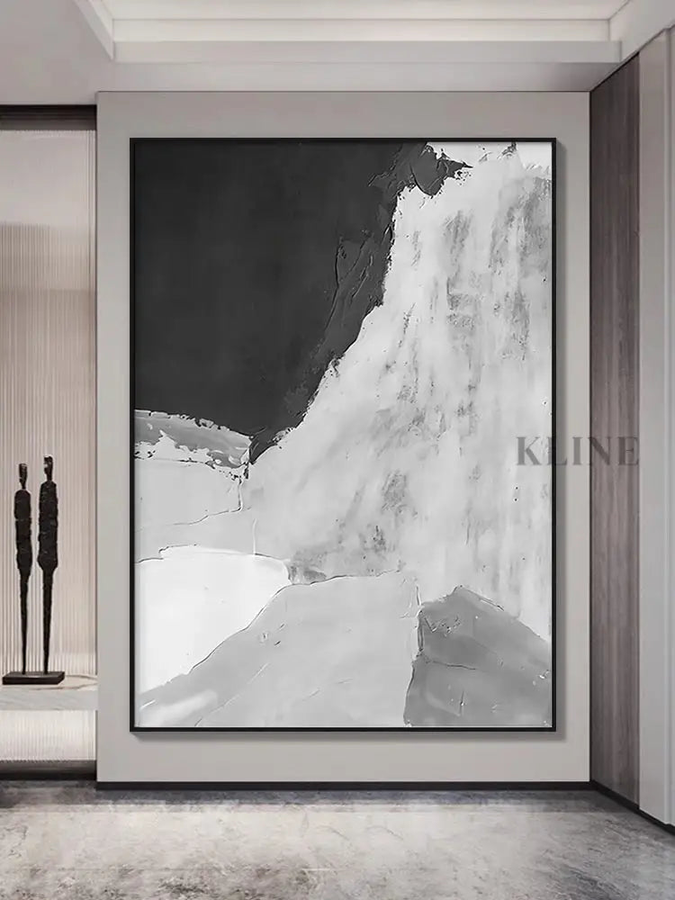 Gray and White Abstract - Hand Painting