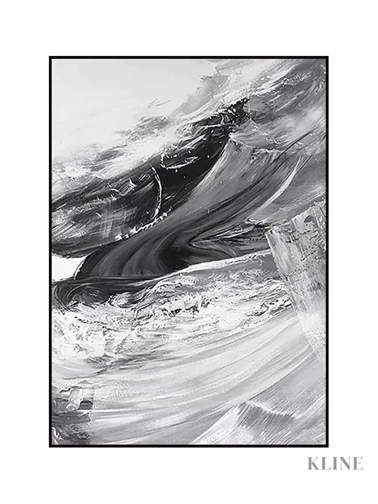 Gray and White Brushstrokes Oil Painting - Hand Painting