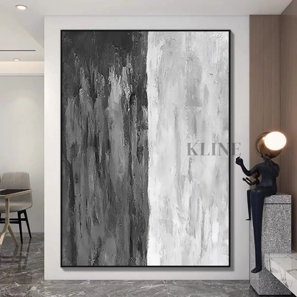 Gray and White Vertical - Hand Painting