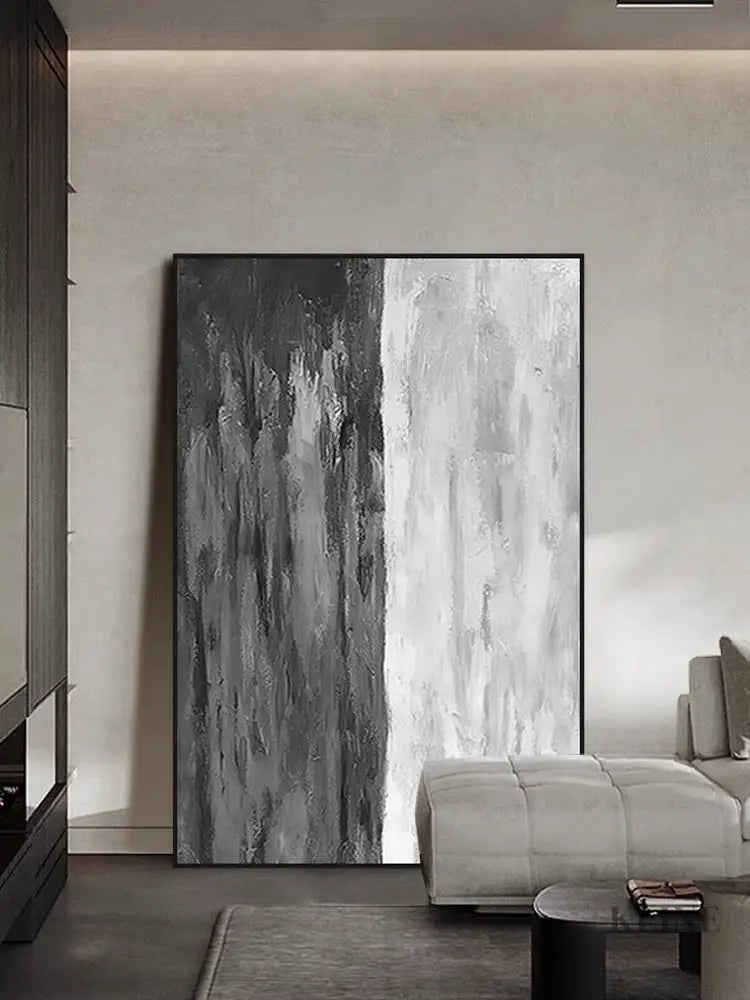 Gray and White Vertical - Hand Painting