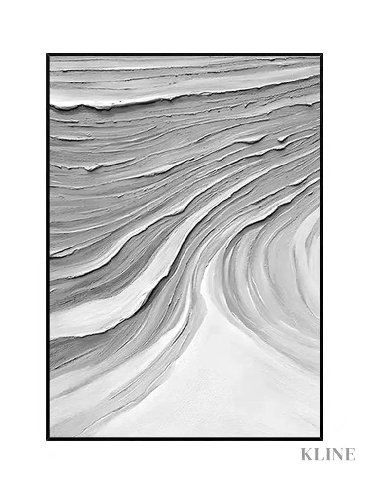 Gray Waves Textured Painting - Hand Painting