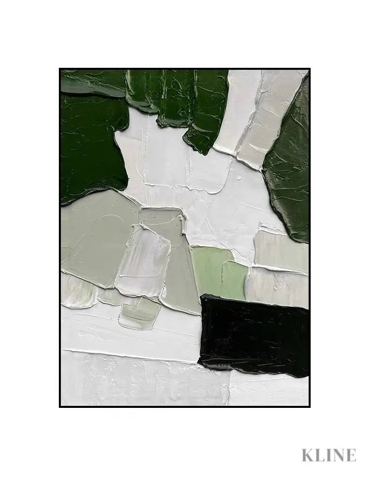 Green White Mix Textured Painting - Hand Painting