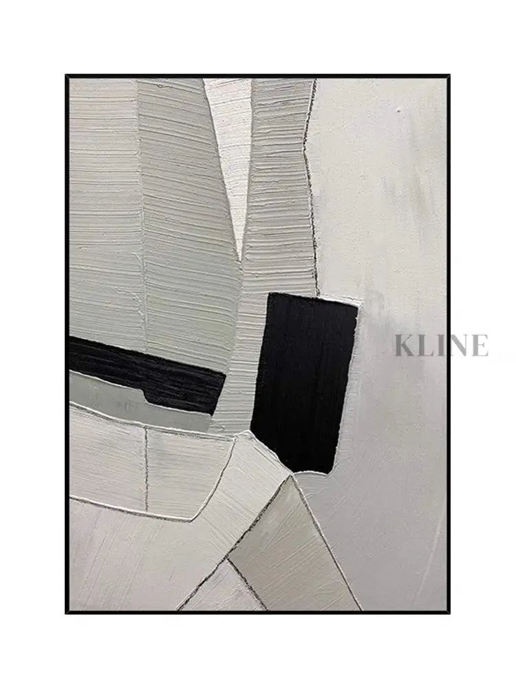 Grey Black and White Textured Painting - Hand Painting