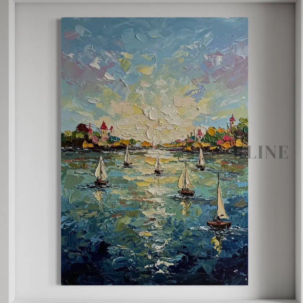 Harbor’s Golden Embrace - Hand Painting