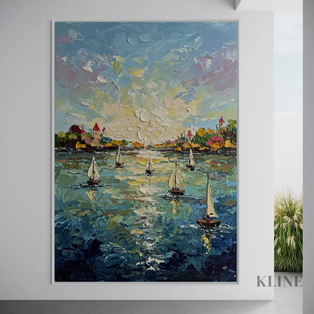 Harbor’s Golden Embrace - Hand Painting
