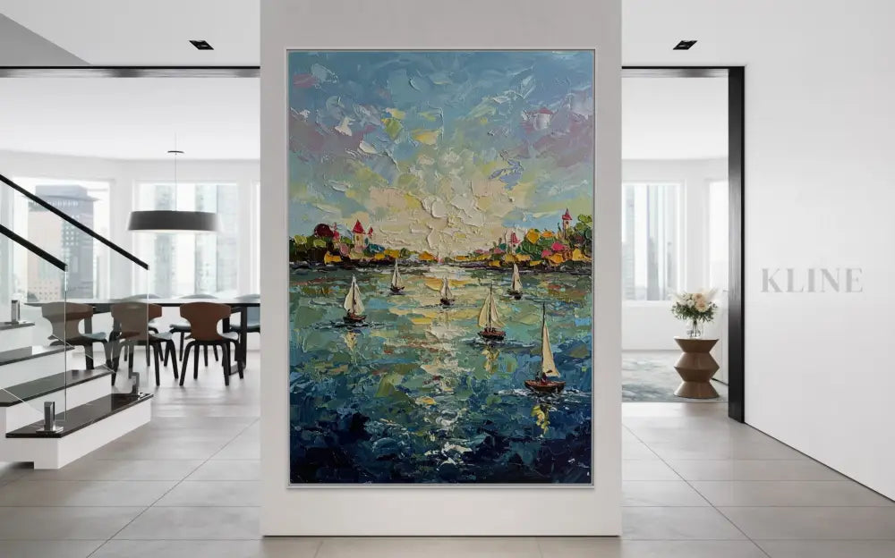 Harbor’s Golden Embrace - Hand Painting