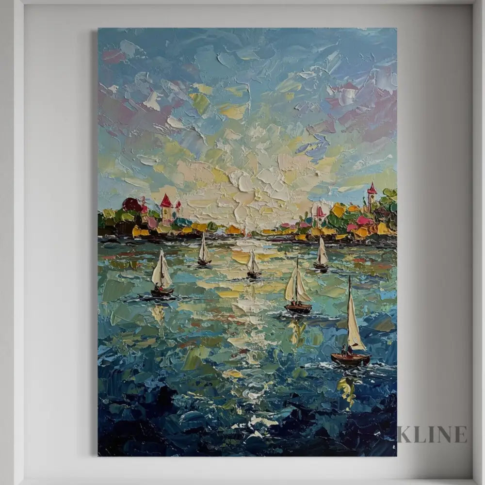 Harbor’s Golden Embrace - Hand Painting