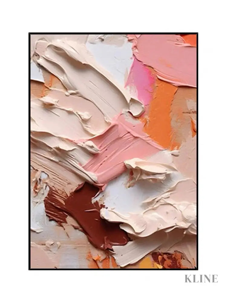 Heavy Pink Textured Abstract Wall Art - Hand Painting