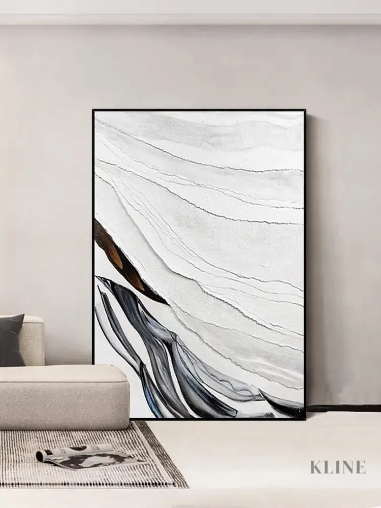 Heavy White and Black Textured Painting - Hand Painting