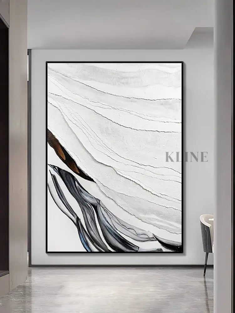 Heavy White and Black Textured Painting - Hand Painting