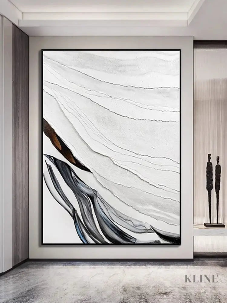 Heavy White and Black Textured Painting - Hand Painting