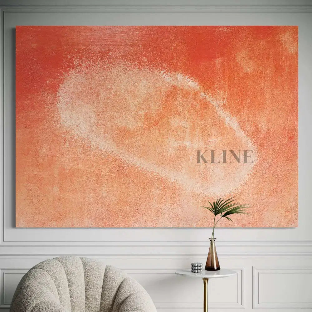 Hand-painted orange wall art by Kline Collective, adding warmth and vitality to modern interiors.