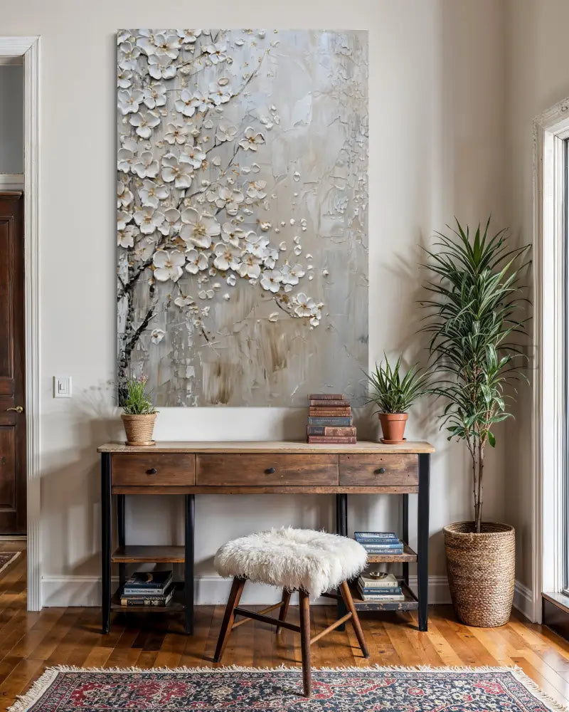 Ivory Petal Relief - Hand Painting