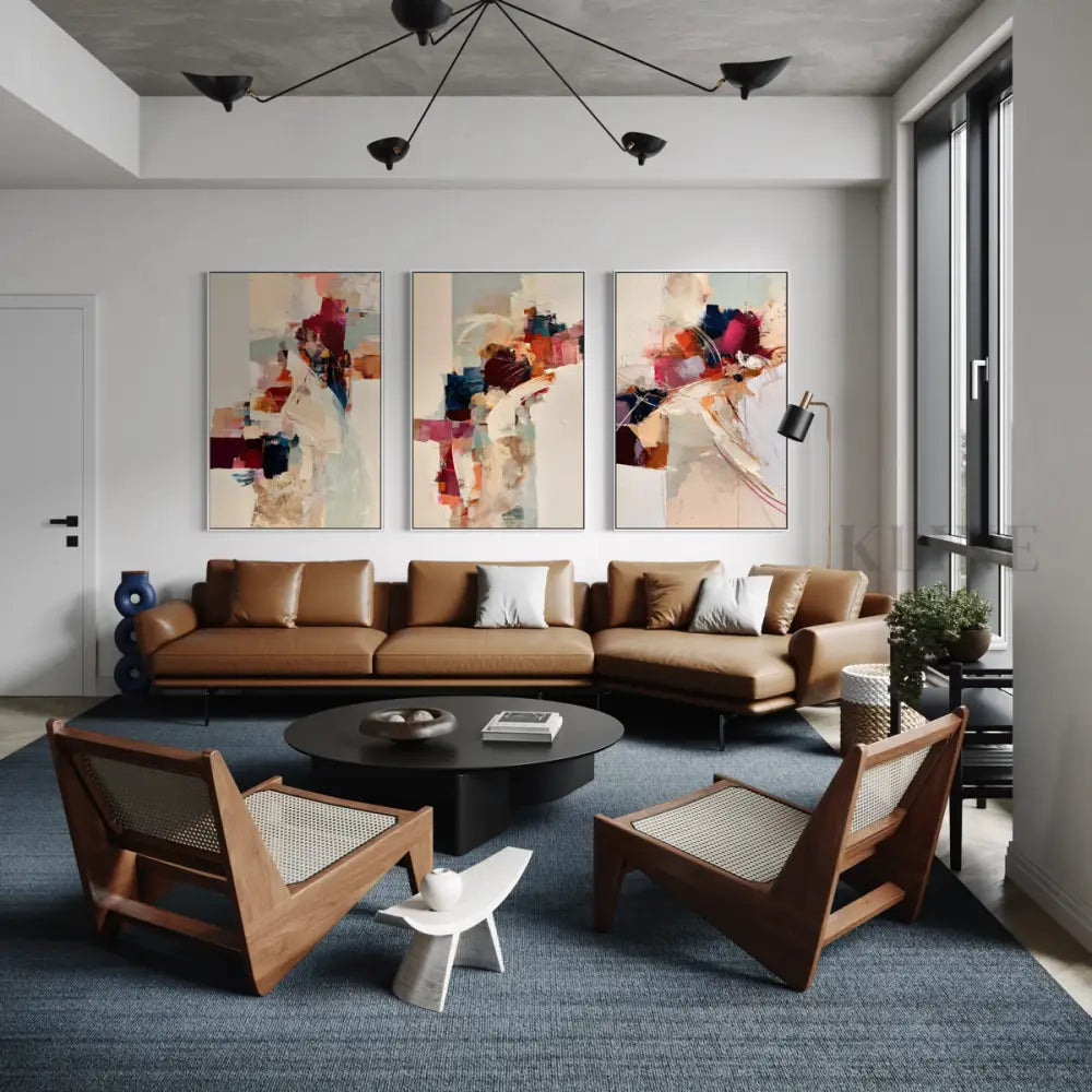 Kinetic Harmony Triptych - Hand Painting