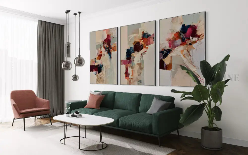 Kinetic Harmony Triptych - Hand Painting