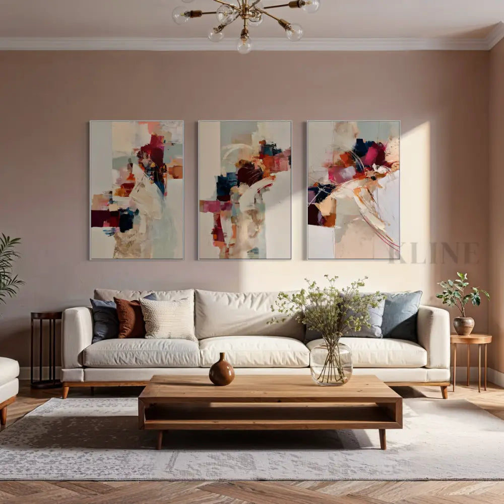 Kinetic Harmony Triptych - Hand Painting