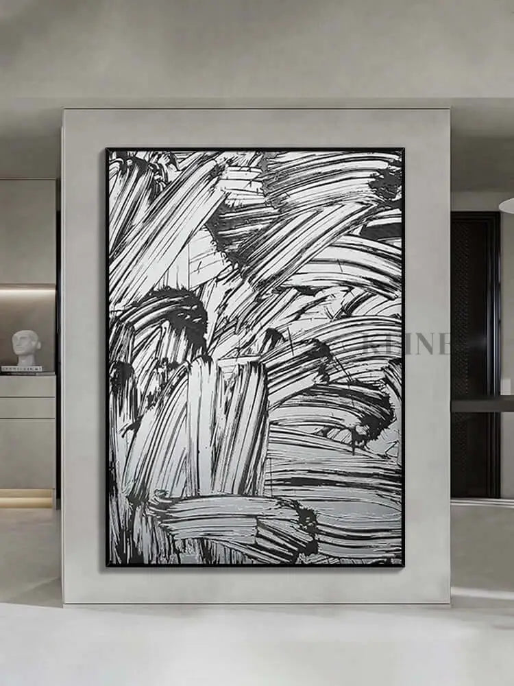 Luxurious Black and White Style Textured Painting - Hand Painting