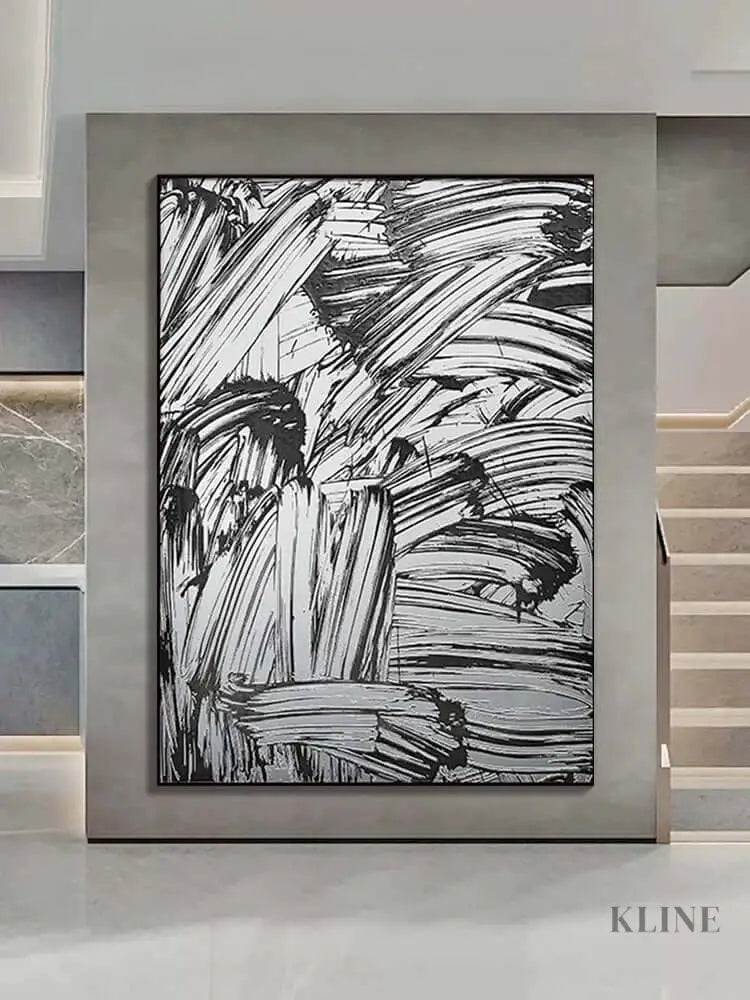 Luxurious Black and White Style Textured Painting - Hand Painting