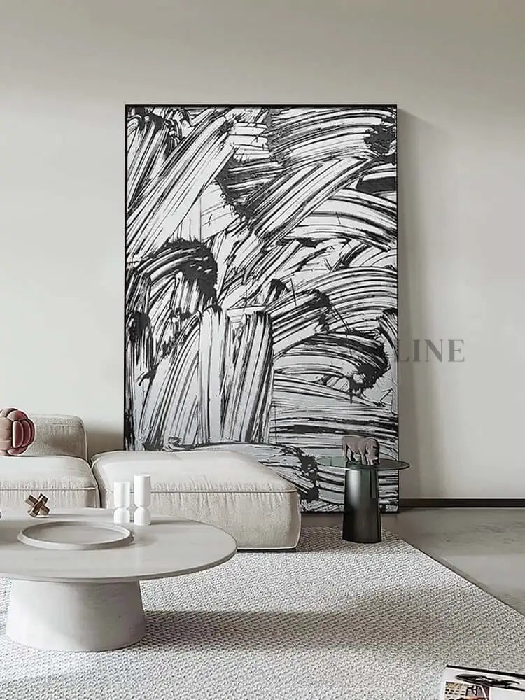 Luxurious Black and White Style Textured Painting - Hand Painting