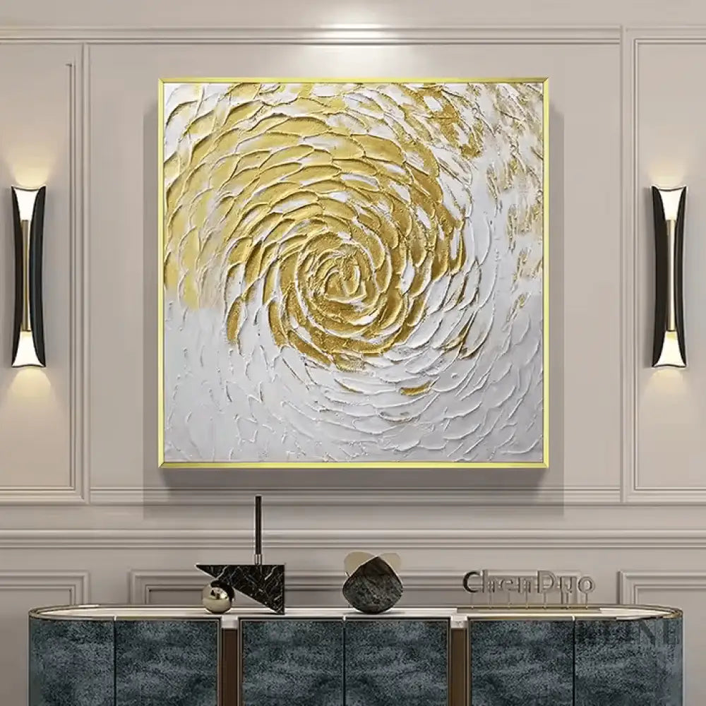 Luxurious Golden Elegance Diptych - Hand Painting