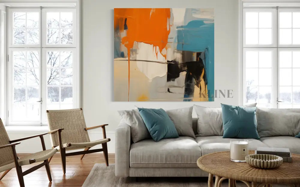 Molten Fury 2 hand-painted wall art by Kline Collective, vibrant colors enhancing living space ambiance.