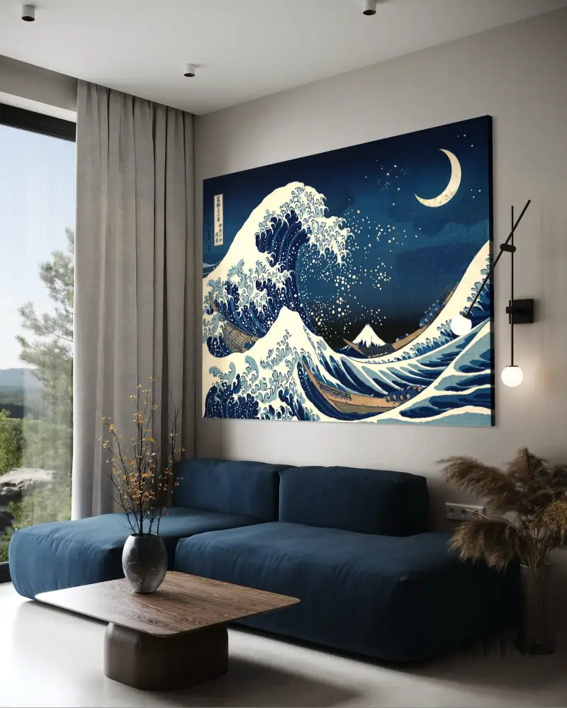 Moon Over Kanagawa - Hand Painting