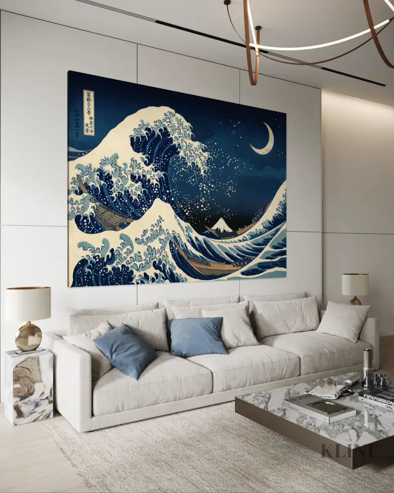 Moon Over Kanagawa - Hand Painting