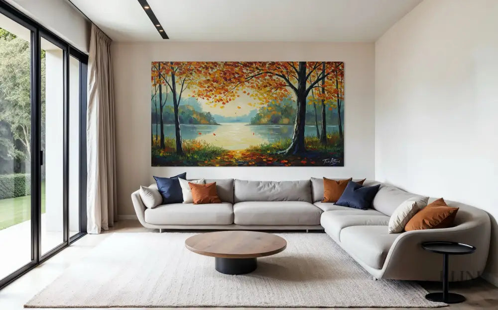 Morning Hues by the Lake - Hand Painting