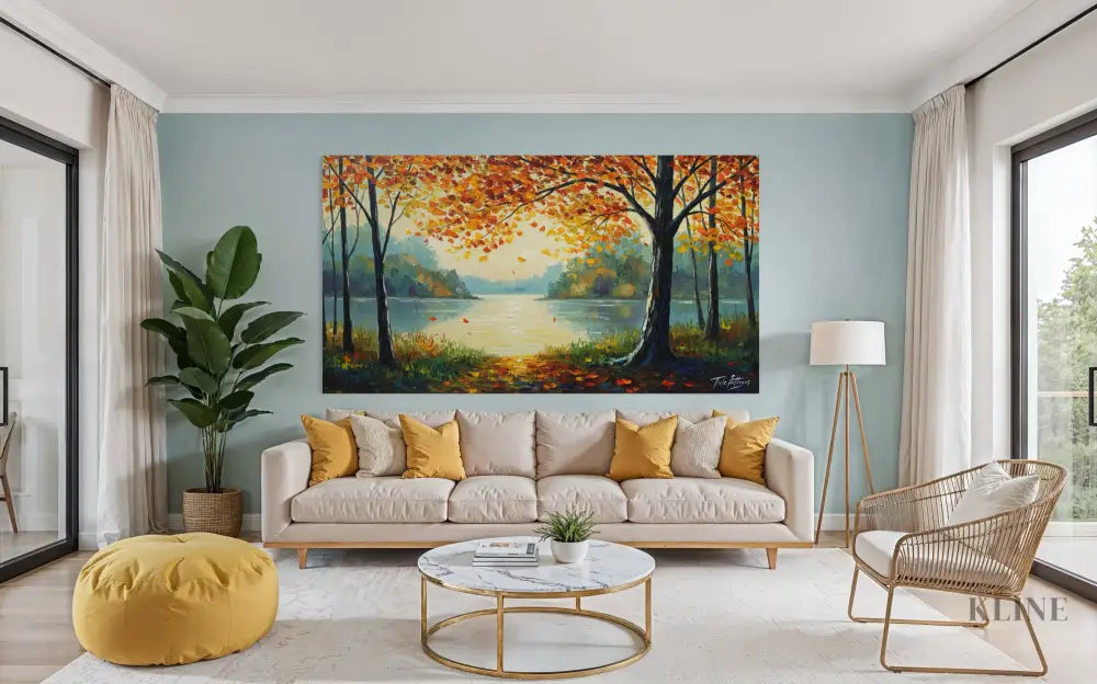 Morning Hues by the Lake - Hand Painting