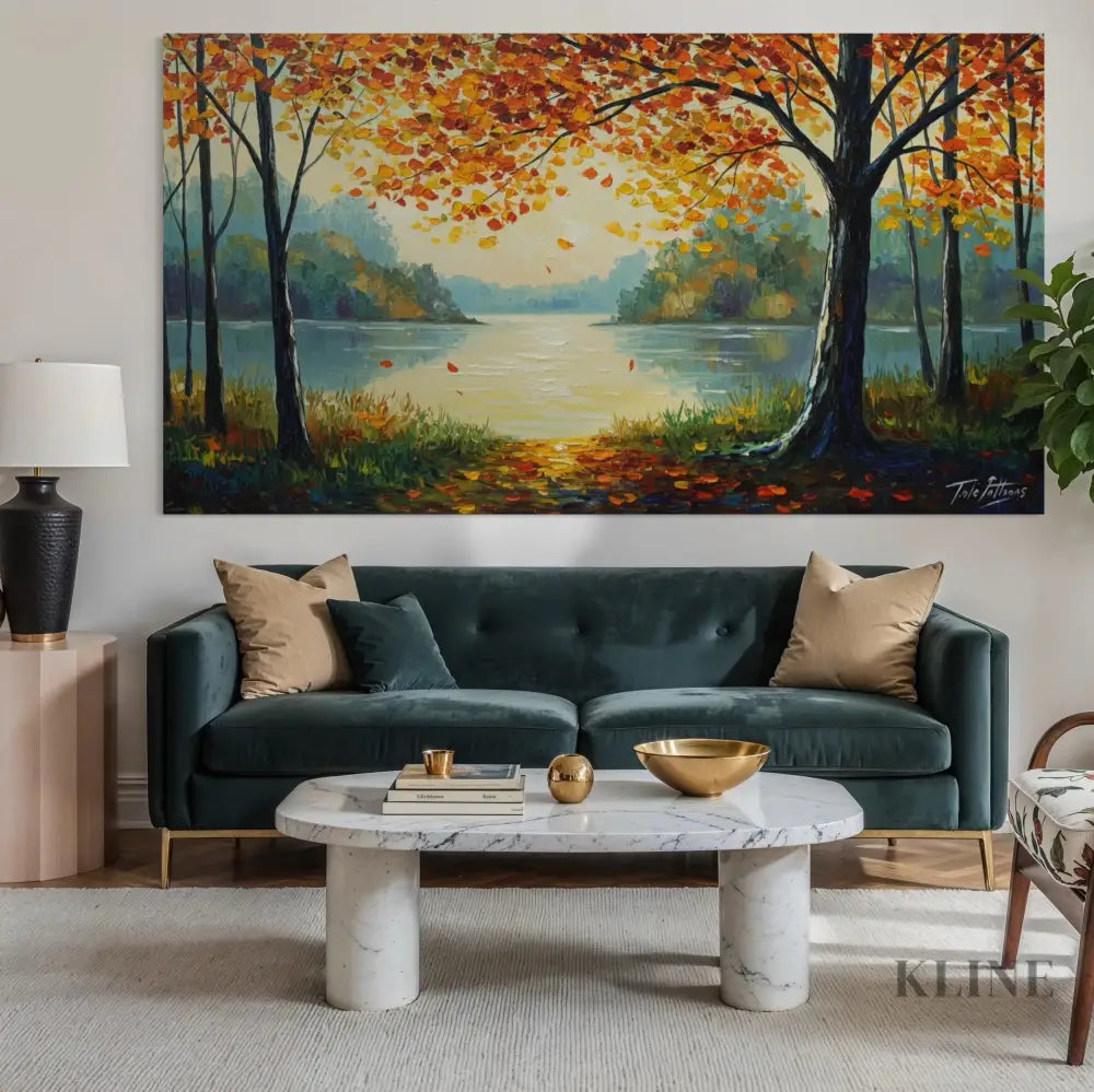 Morning Hues by the Lake - Hand Painting