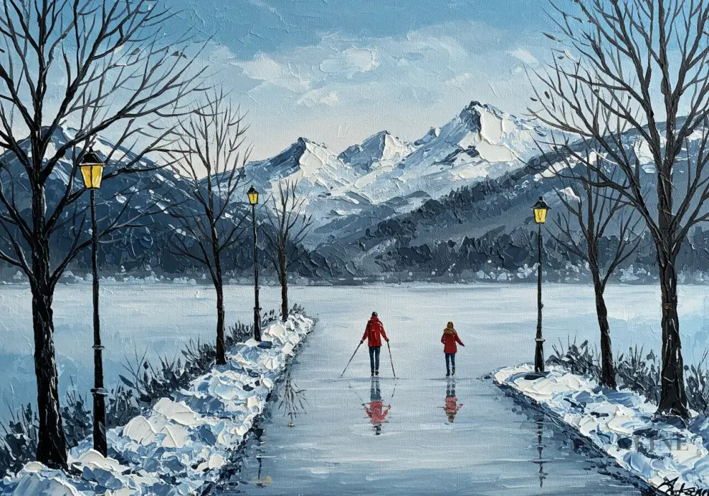 Mountain Reflections in Ice - Hand Painting
