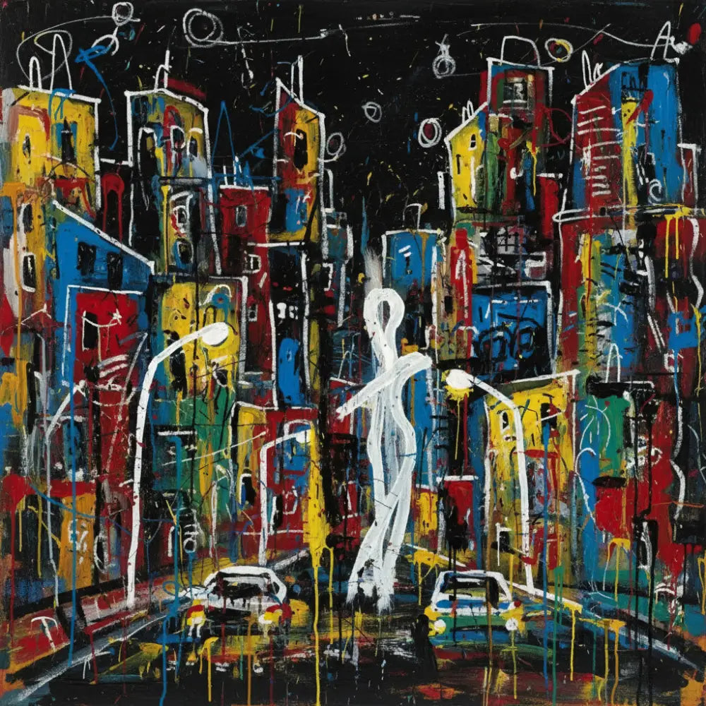 Neon Streets After Rain - Hand Painting