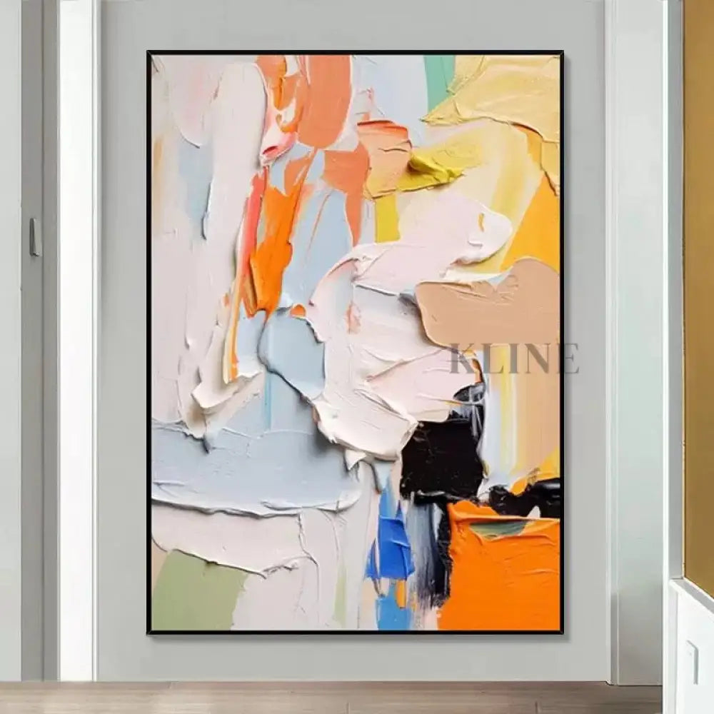 Orange and Multicolor Textured Painting - Hand Painting