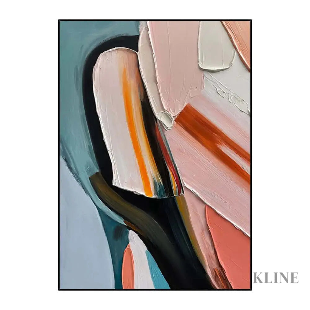 Pink and Blue Multicolor Painting - Hand Painting