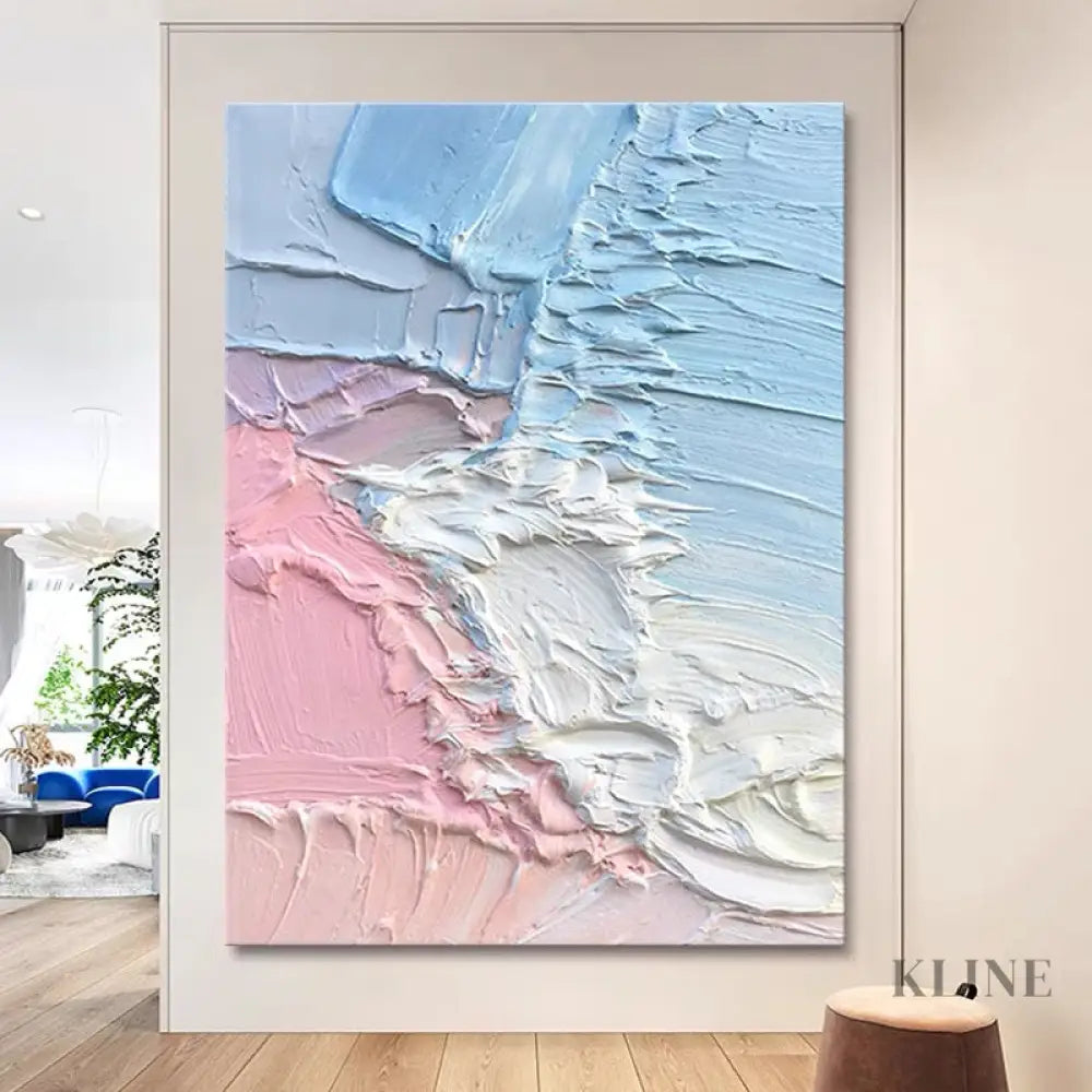Pink and Blue Textured Painting - Hand Painting