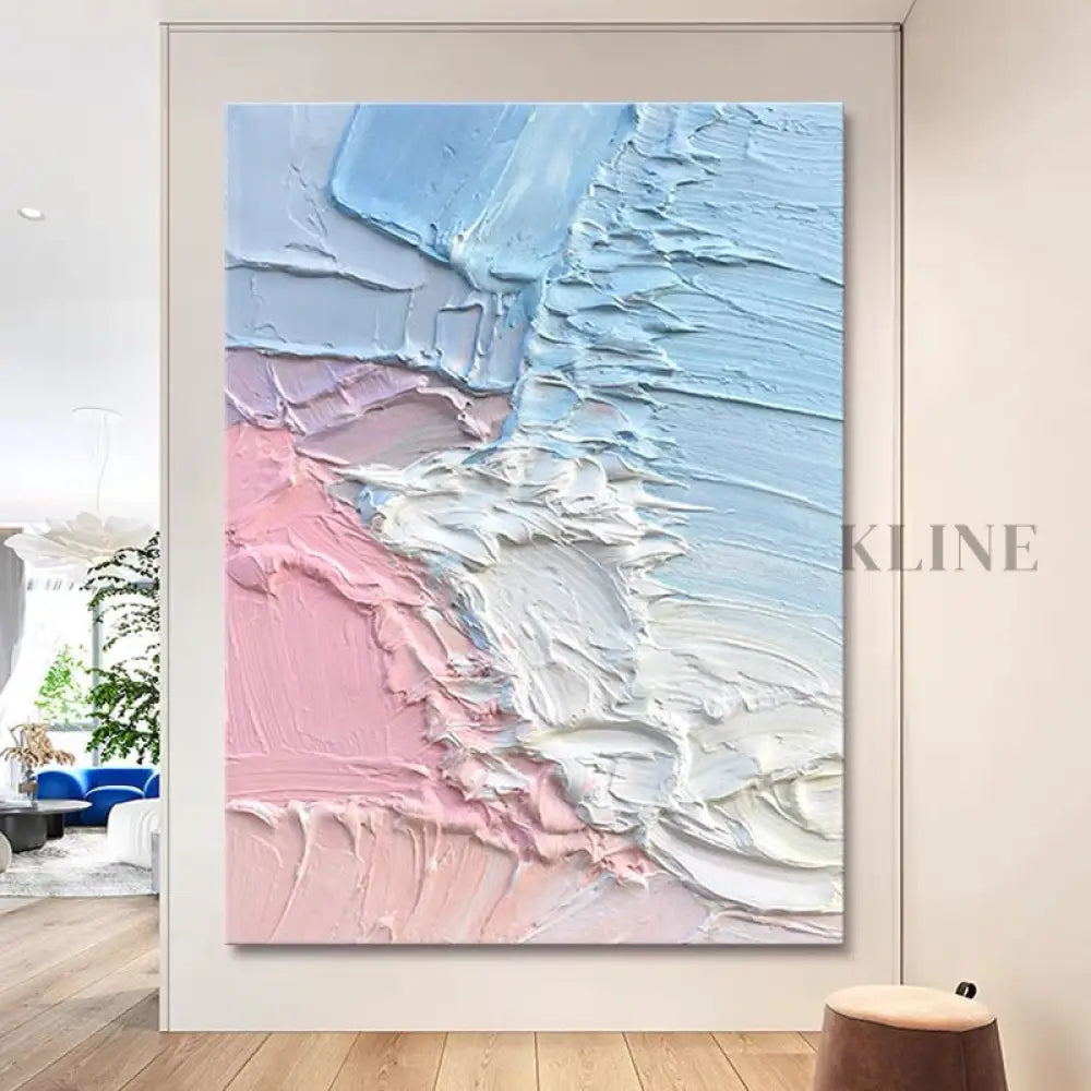 Pink and Blue Textured Painting - Hand Painting