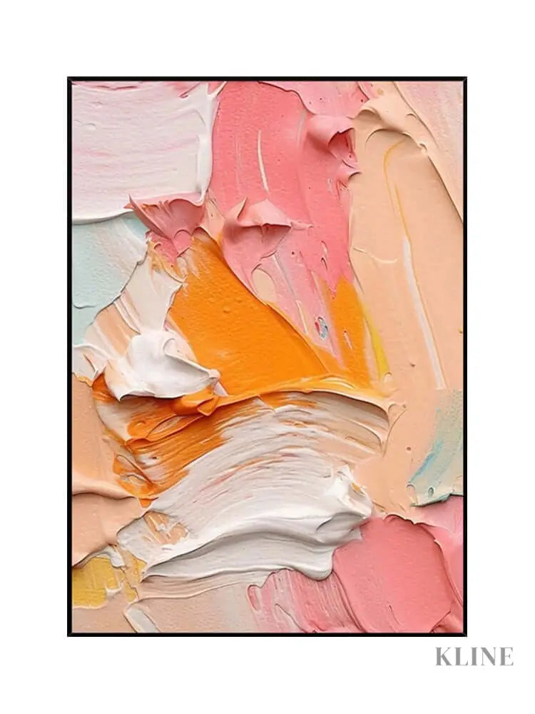 Pink Orange White Textured Wall Art - Hand Painting