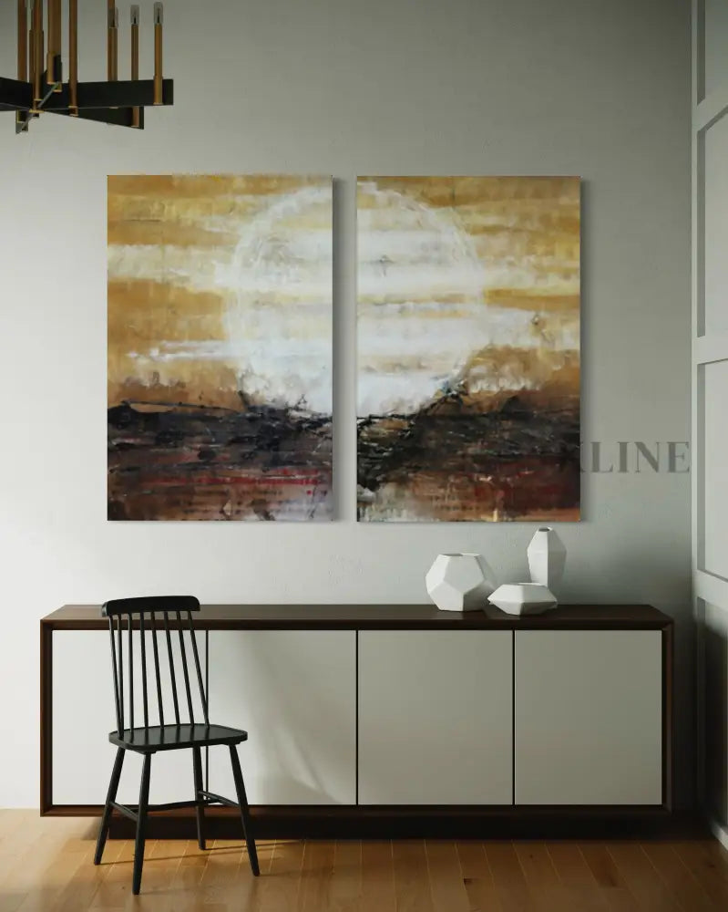 Radiant Solstice 2 Panel Art - Hand Painting