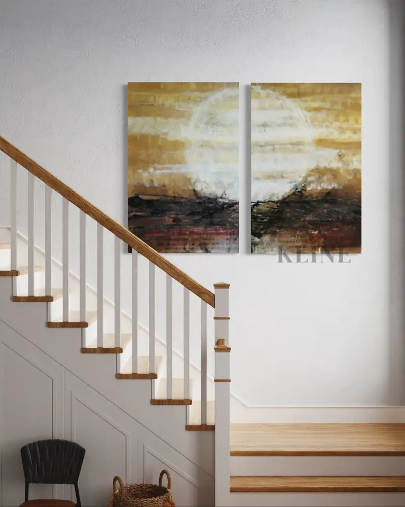 Radiant Solstice 2 Panel Art - Hand Painting