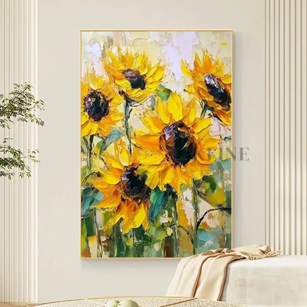 Radiant Sunflowers Painting - Hand Painting