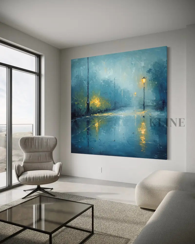 Rainy Street Serenade - Hand Painting