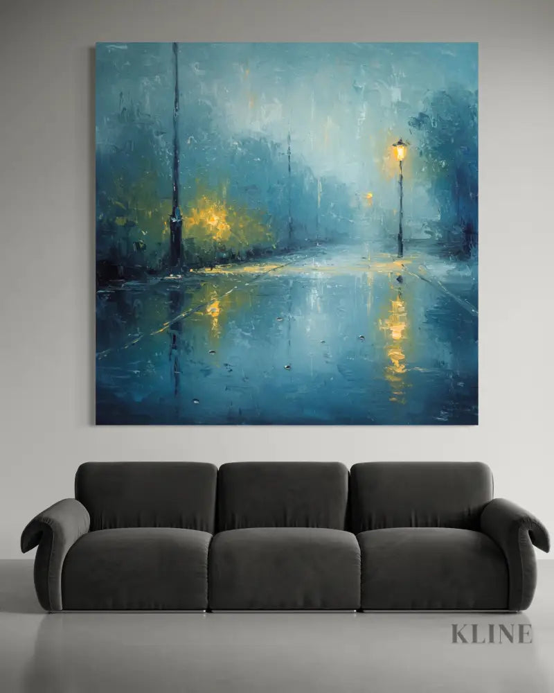 Rainy Street Serenade - Hand Painting
