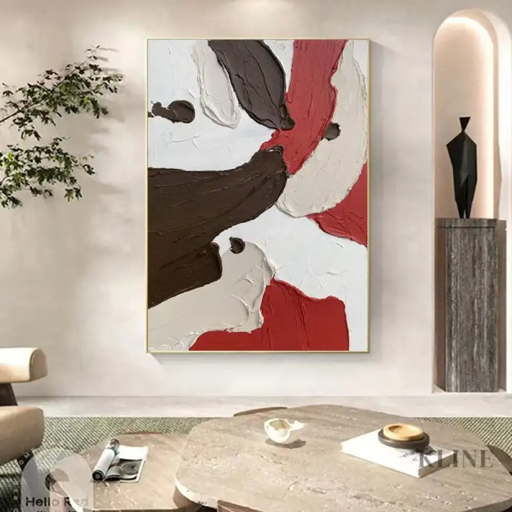 Red and Brown Textured Painting - Hand Painting