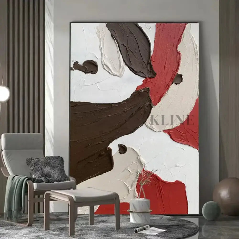 Red and Brown Textured Painting - Hand Painting